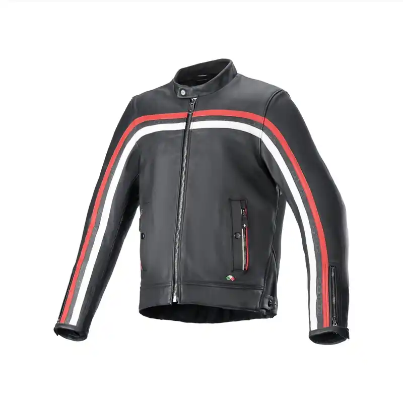 Speciale Aanbieding Alpinestars Dyno Leather Jacket Black Ruby Red Ecru1316