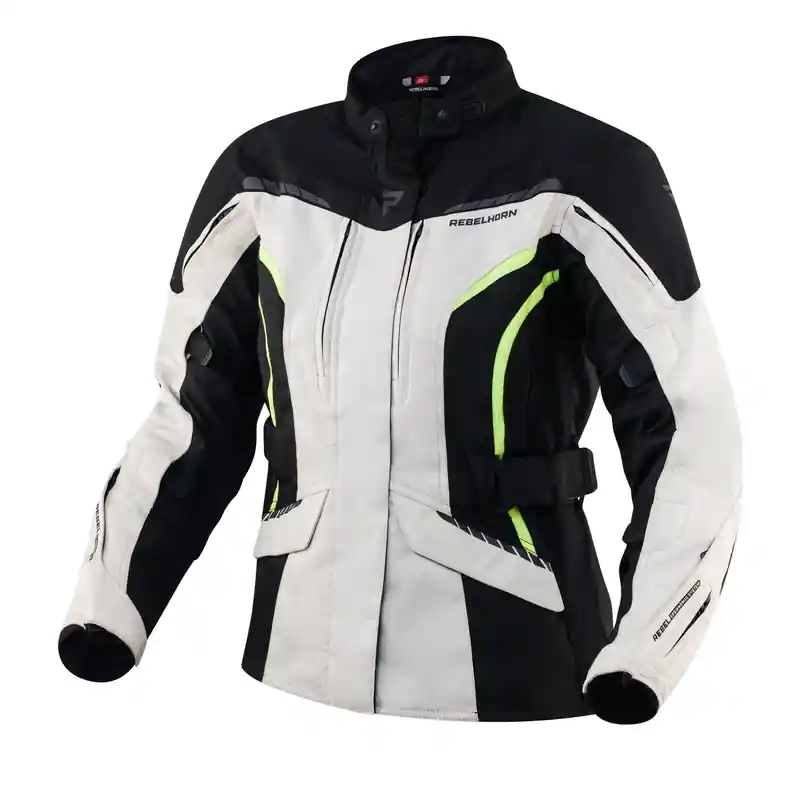 Dames moto jas Rebelhorn Hiker III zwart-grijs-fluo geel uitverkoop Meest Verkocht