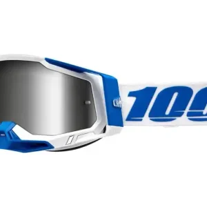Motokrosové brýle 100% RACECRAFT 2 Isola bílo-modré (stříbrné plexi) Finale Uitverkoop