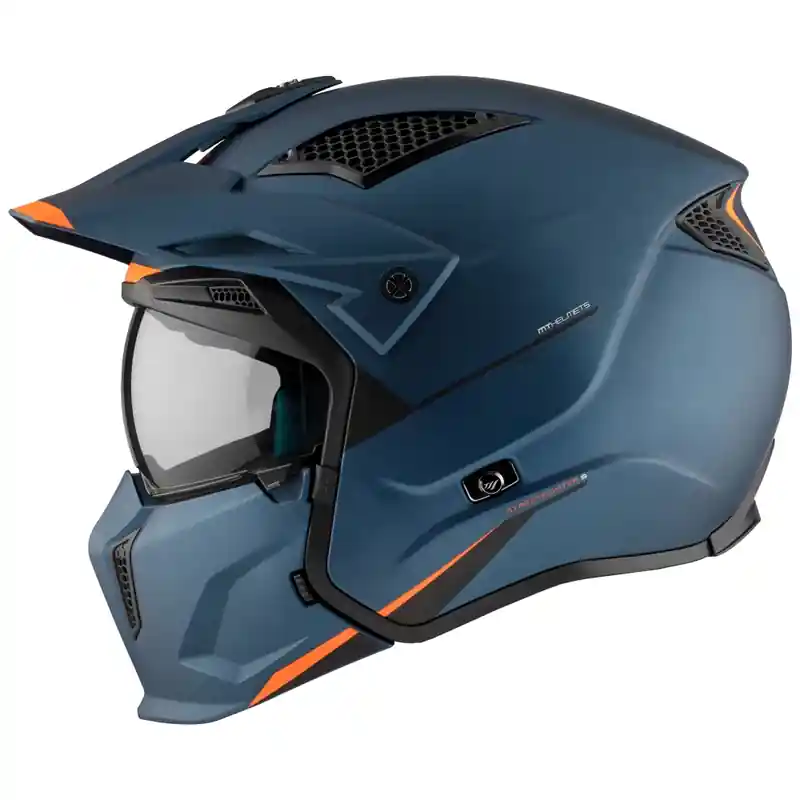 Open helm met masker MT Streetfighter SV S Solid A7 mat blauw Nieuw