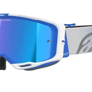 Alpinestars Vision 8 Corp motorcrossbril blauw en wit met gespiegelde blauwe lens Snelle Levering