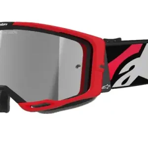 Alpinestars Vision 8 Luar rood en zwarte motorcrossbril met gespiegelde zilveren lens Lage Prijs