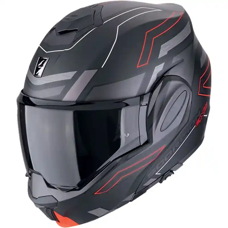 Bestel Nu Opvouwbare motorhelm Scorpion EXO-TECH EVO CONQUER mat zwart-rood XS