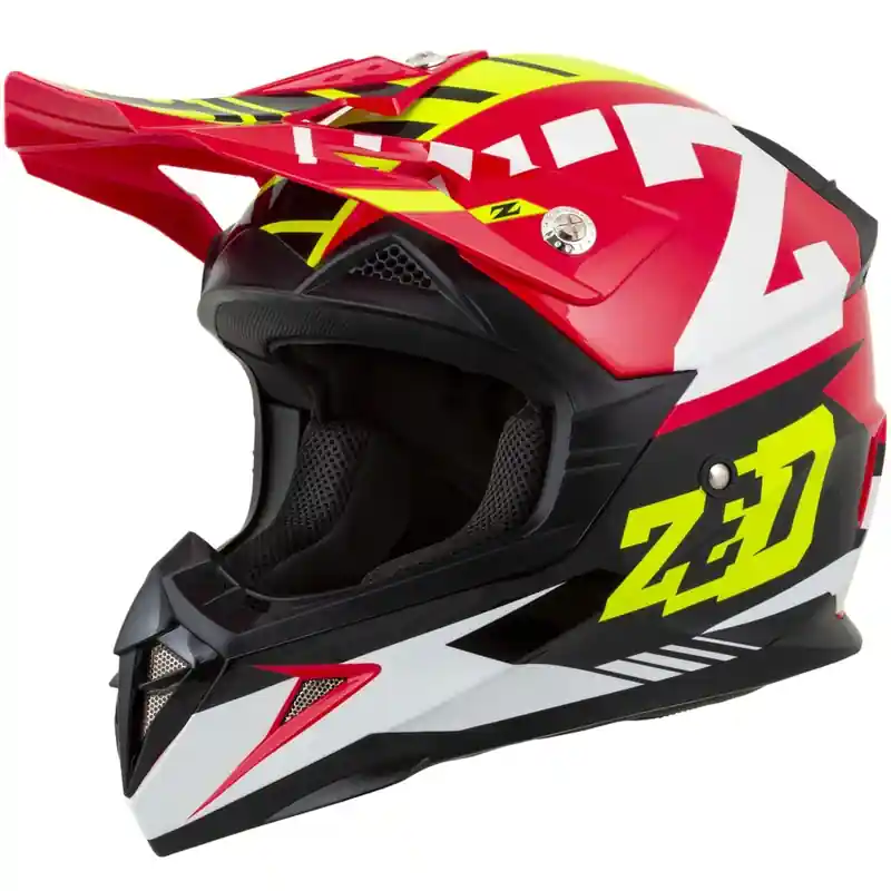 Betaalbaar Motorcrosshelm ZED X1.9 Targa rood-fluo geel-zwart-wit XS