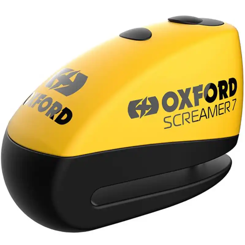 Oxford Screamer 7 schijfremslot met geïntegreerd alarm geel-zwart Hete Deal
