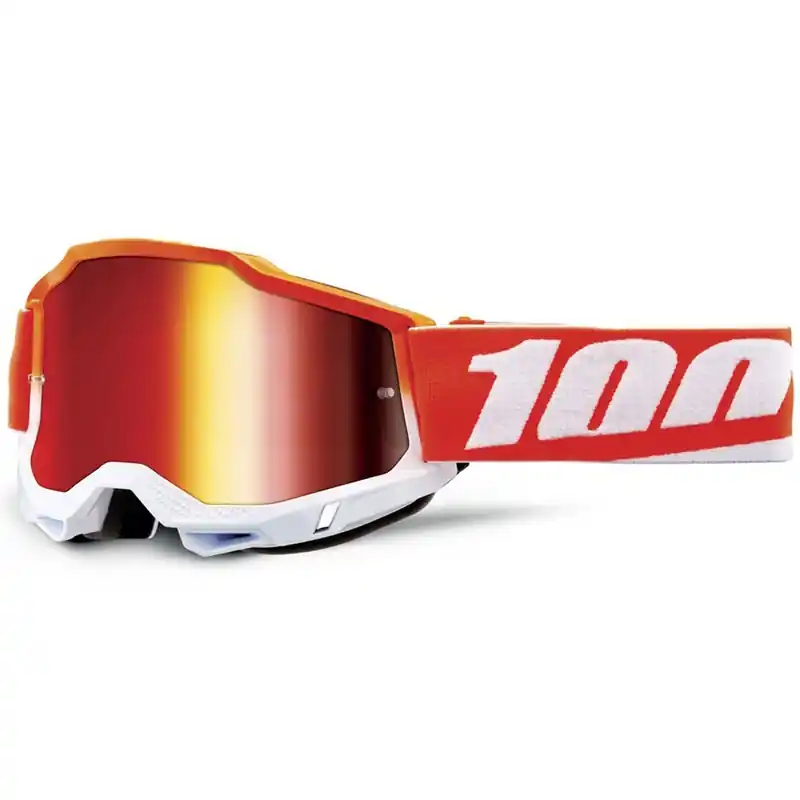 Aanbieding 100% Accuri Matigofun motorcrossbril met rood plexiglas