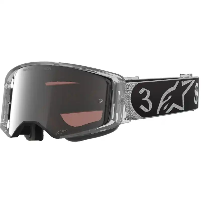 Alpinestars Supertech Vision DNGR38 XXV crossbril zwart-zilver met spiegelend zilver plexiglas Rechtstreeks Van De Fabrikant