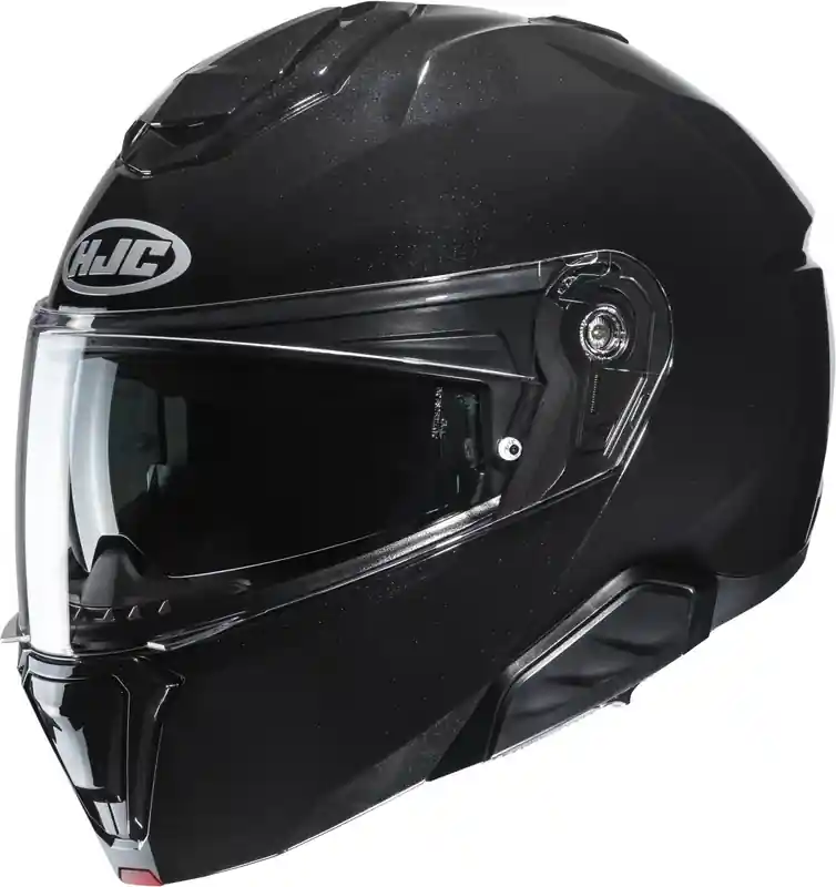 HJC i91 Solid metallic zwarte opklapbare motorhelm XS Gecertificeerd
