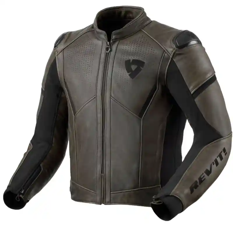 Koop Vandaag Revit Parallax Lederen Motorjas Donker Olijf 46