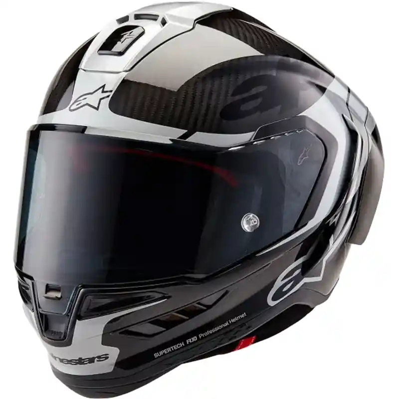 Beste Prijs Alpinestars Supertech R-10 Element carbon integraal motorhelm zilver-zwart XS