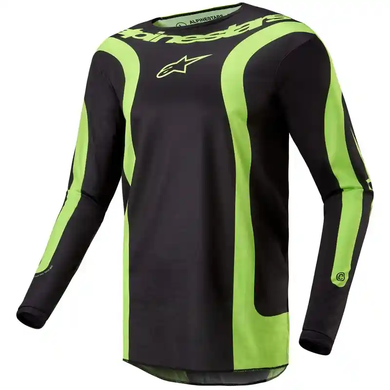 Alpinestars Fluid Lurv motocross shirt zwart-fluo geel Aanbieding