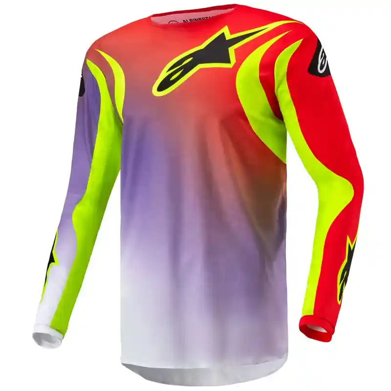 Alpinestars Fluid Lucent motocross shirt wit-paars-rood-fluo geel-zwart Premium