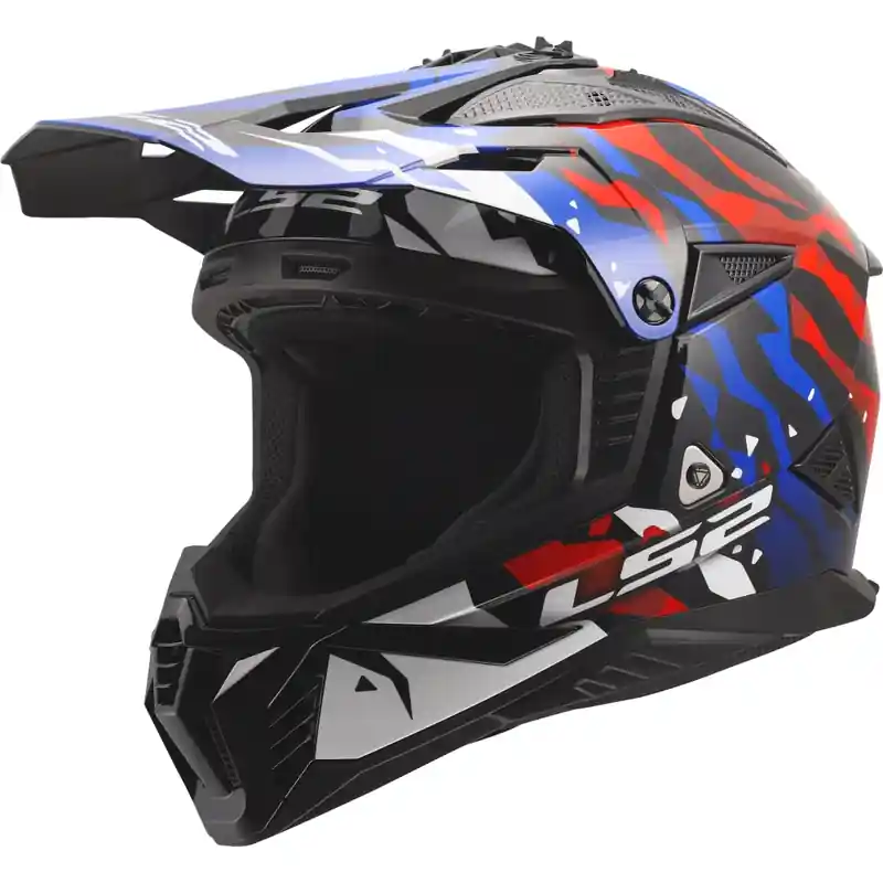 Hoge Kwaliteit Motocrosshelm LS2 MX708 Fast II Grotesk glanzend wit-blauw-rood XS