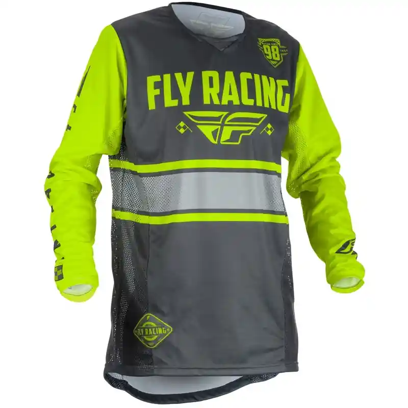 Nu Kopen Dětský motokrosový dres FLY Racing Kinetic ERA 2018 - USA šedo-fluo žlutý