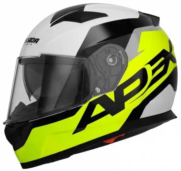 Premium Přilba na motorku Cassida Apex Contrast černo-bílo-šedo-fluo žlutá výprodej
