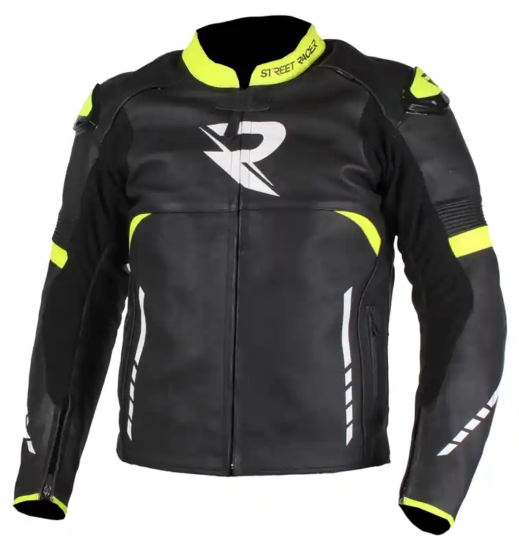 Bunda na motorku Street Racer Tour černo-bílo-fluo žlutá výprodej Dagaanbieding