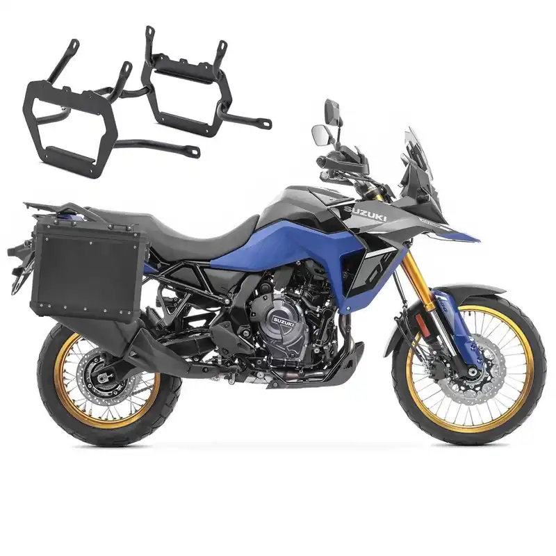 Set Aluminium Zijkoffers + kofferrek voor Suzuki V-Strom 800 / DE 23-26 Koffers Bagtecs GX38 zwart Beperkt Aanbod