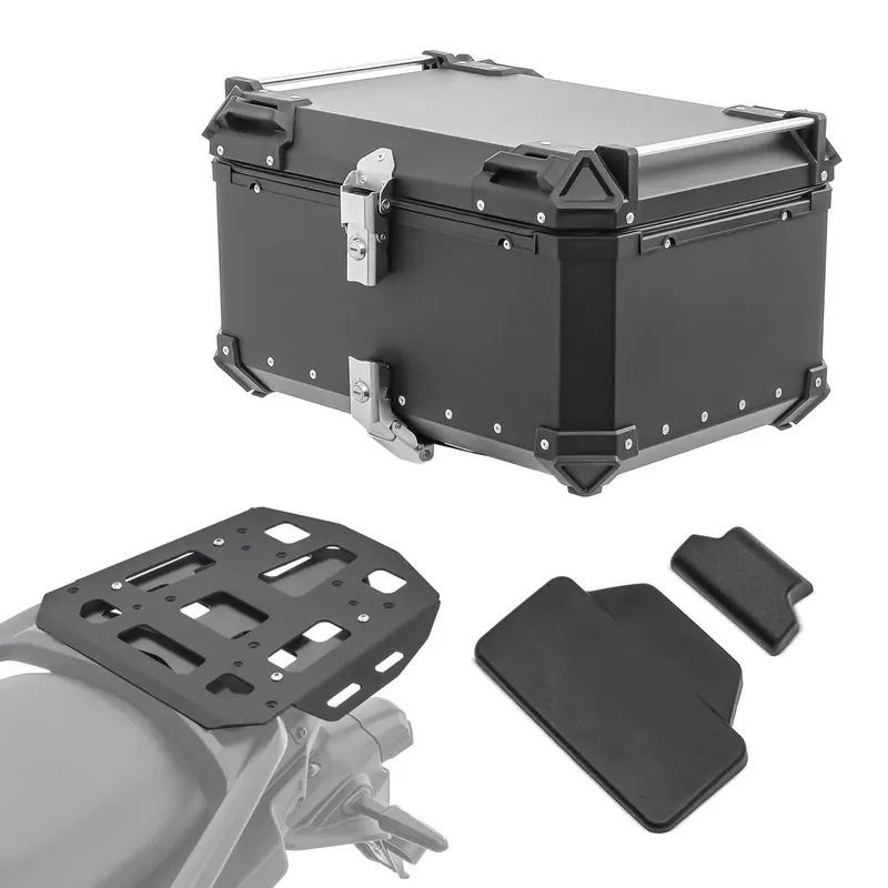 Set Aluminium Topkoffer + Drager voor Yamaha Tracer 9 / GT 21-26 Topcase Bagtecs XB65 zwart + rugkussen Populair