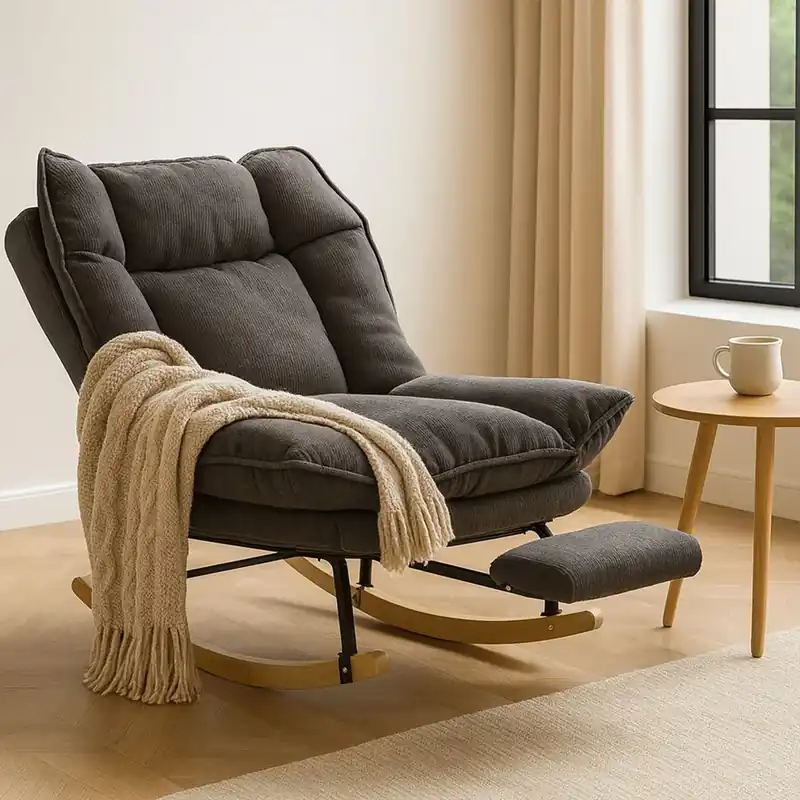 Beste Prijs Schommelstoel Divit SE16 comfortabele relaxstoel in grijs gestoffeerd