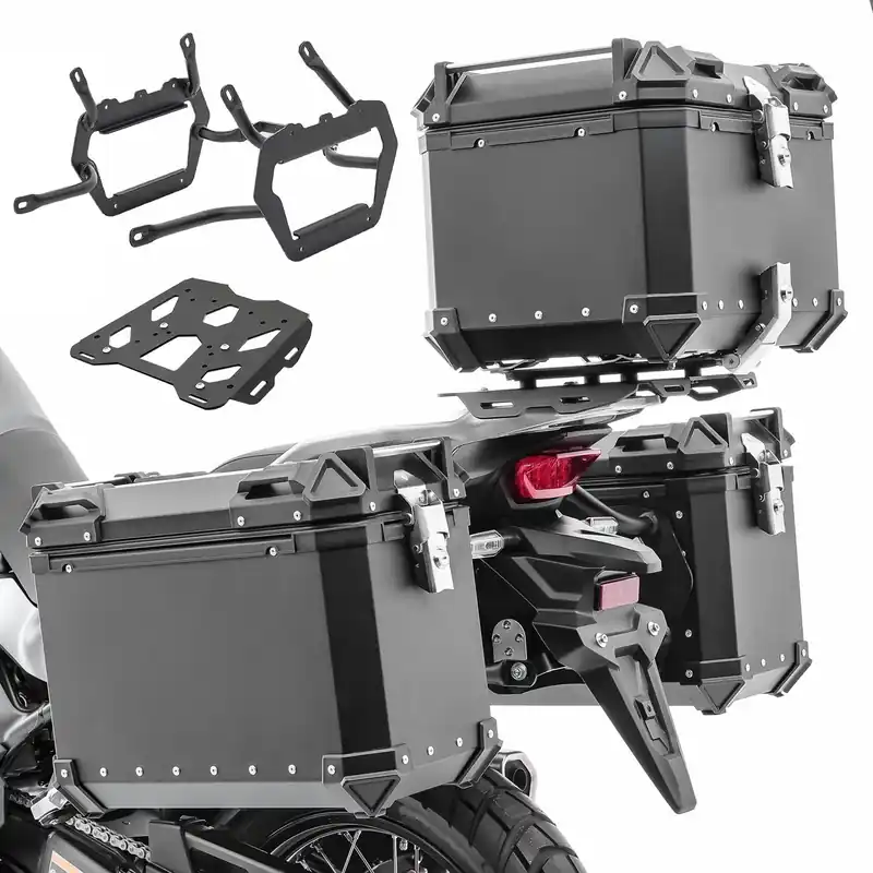 Beste Prijs Set Aluminium Zijkoffers + topkoffer + houders voor Harley Davidson Pan America 1250 21-26 Bagtecs XW38-XB45 zwart
