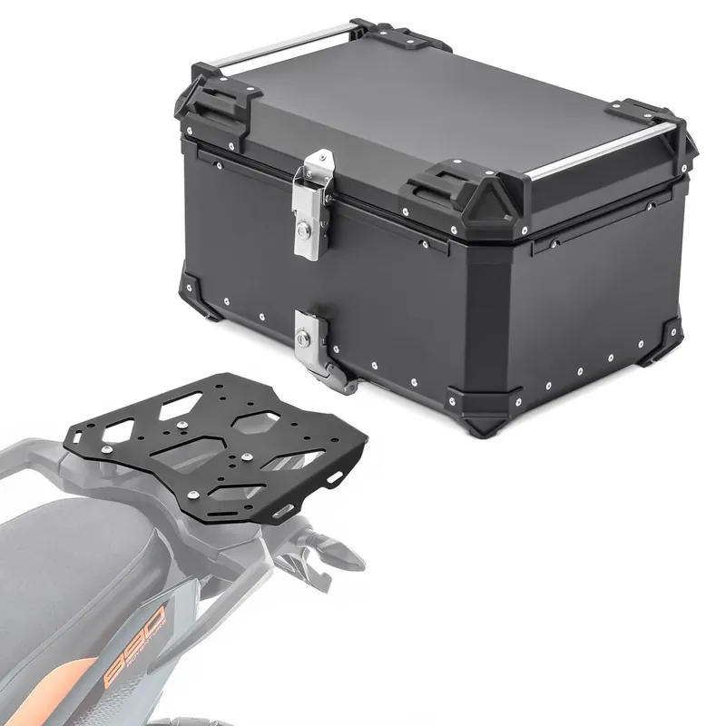 Set Aluminium Topkoffer + Drager voor KTM 790 / 890 Adventure 19-26 Topcase Bagtecs XB65 zwart Superprijs