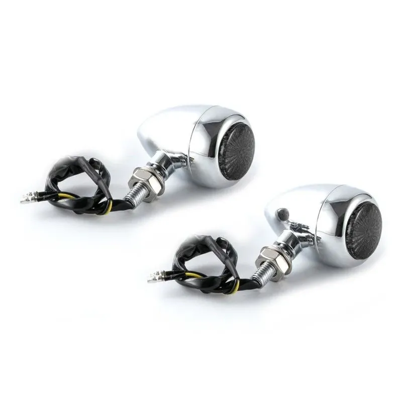 Merkproduct LED richtingaanwijzers motorfiets Lumitecs RV368 met E-markering voor chopper voor-achter getint chroom
