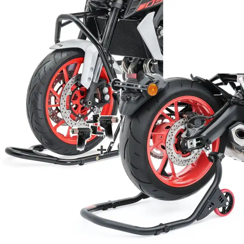 Bestseller Set: Paddockstand Balhoofd Classic Motor Voorwiel Stand + Paddockstand Achterwiel Falcone