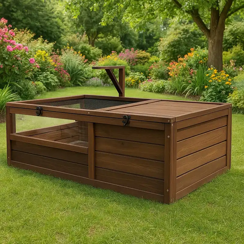 Schildpaddenhuisje weerbestendig 97 x 57 x 51 cm hout BF31 DPLA3 Laatste Versie