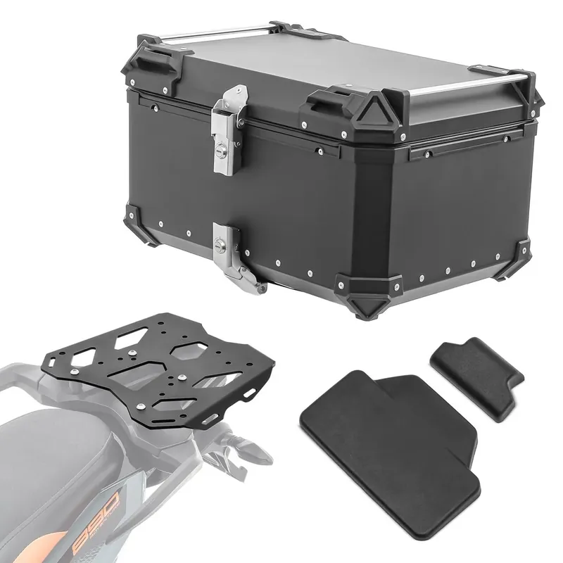 Beperkte Voorraad Set Aluminium Topkoffer + Drager voor KTM 790 / 890 Adventure 19-26 Topcase Bagtecs XB65 zwart + rugkussen
