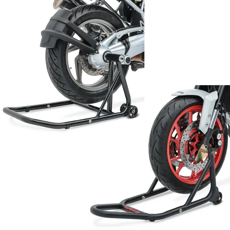 Set: Paddock stand achter Monobrug compatibel met BMW R 12 NineT / R 12 24-26 -Classic + Paddock stand motor voorwiel Front matt Gereduceerde Prijs