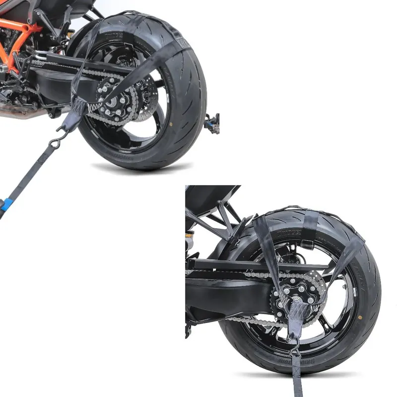 Dagaanbieding 2x Motor spanbanden voor achterwiel ConStands spanriem in zwart Discount Set