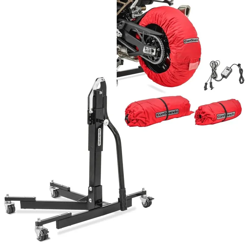 Set: Motorfiets Bandenwarmers 30-99°C digitaal voorwiel en achterwiel Constands + Motorfiets Power Evo Centraal Lift zonder adapterplaat discount set Meest Verkocht