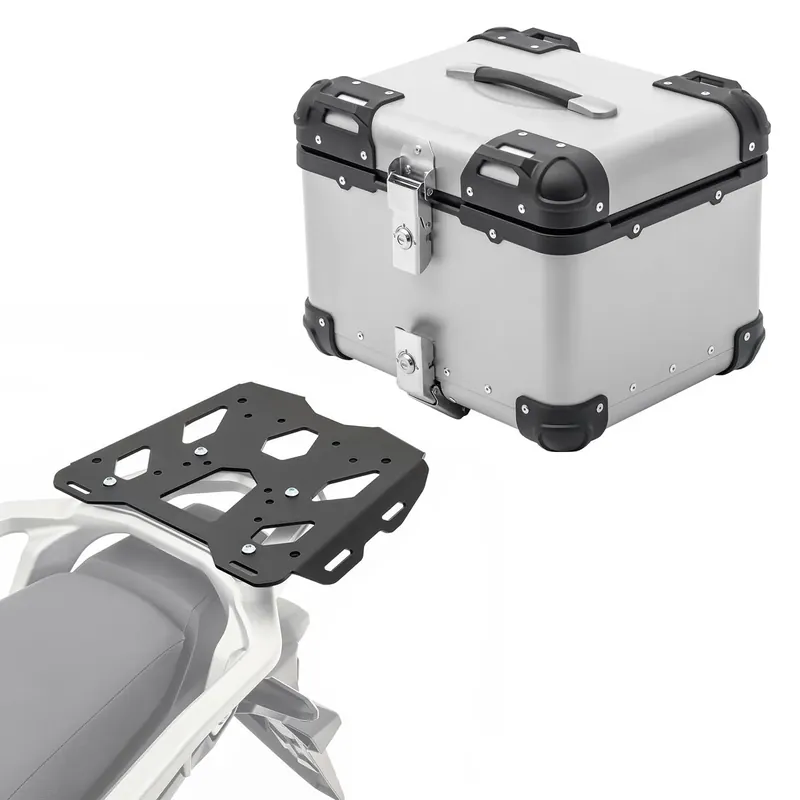 Set Aluminium Topkoffer + Drager voor Honda Transalp XL 750 23-26 Topcase Bagtecs XS45 zilver Favoriet