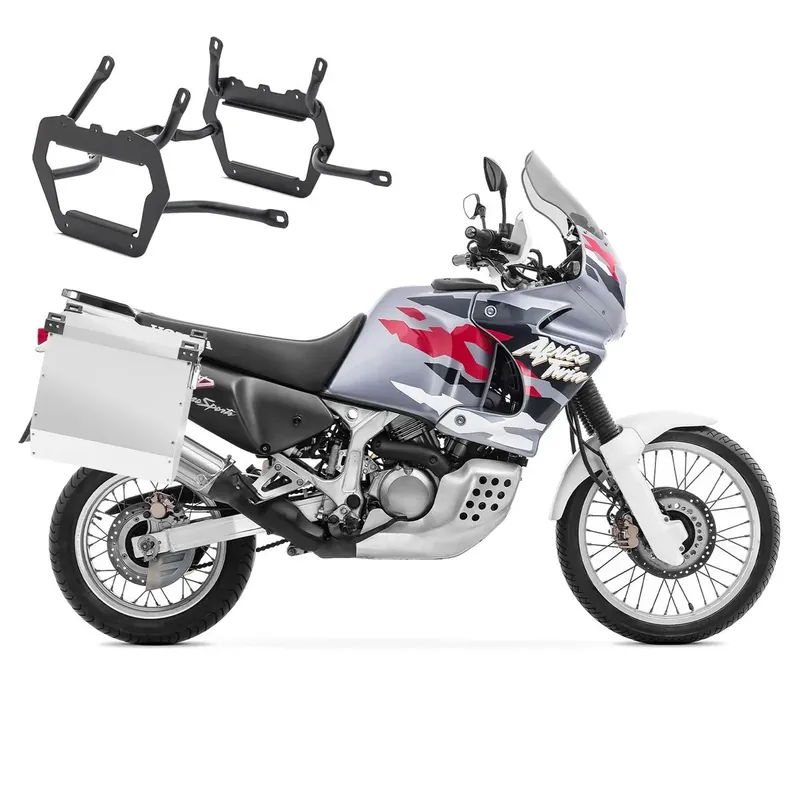 Set Aluminium Zijkoffers + kofferrek voor Honda Africa Twin XRV 750 93-03 Koffers Bagtecs AT40 zilver Flitsaanbieding