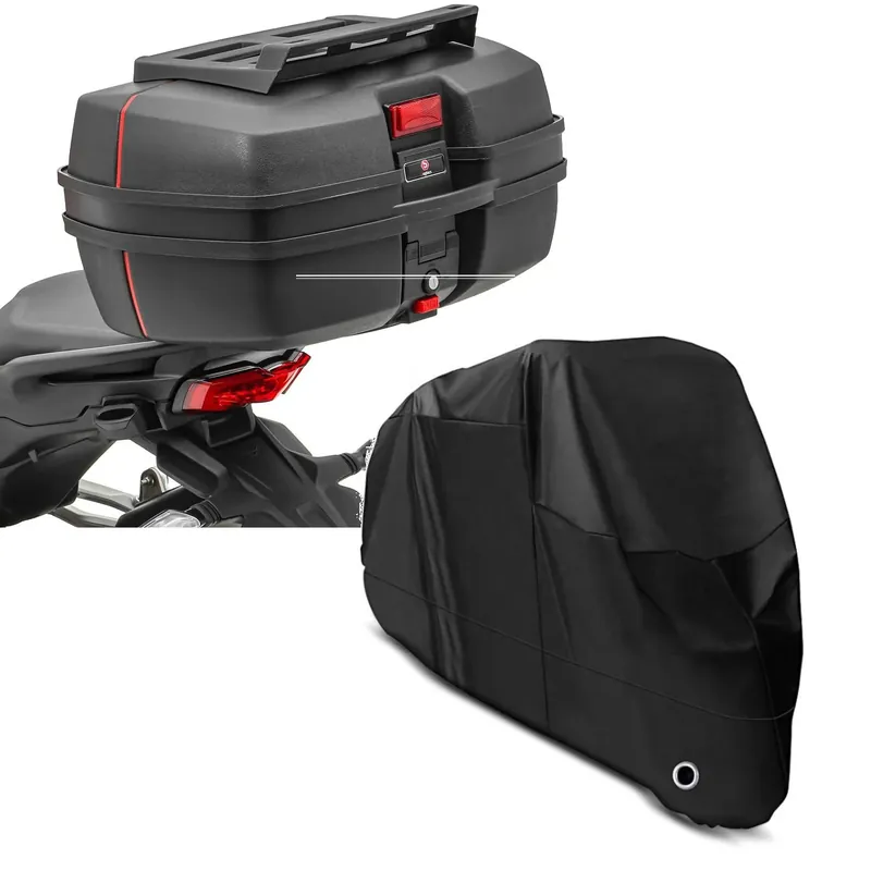 Aanbieding Set: Motor Topkoffer DK45 Top Case 45L Universel met bagagerek Bagtecs met Motorfiets zeildoek XL Motor Hoes Outdoor zw