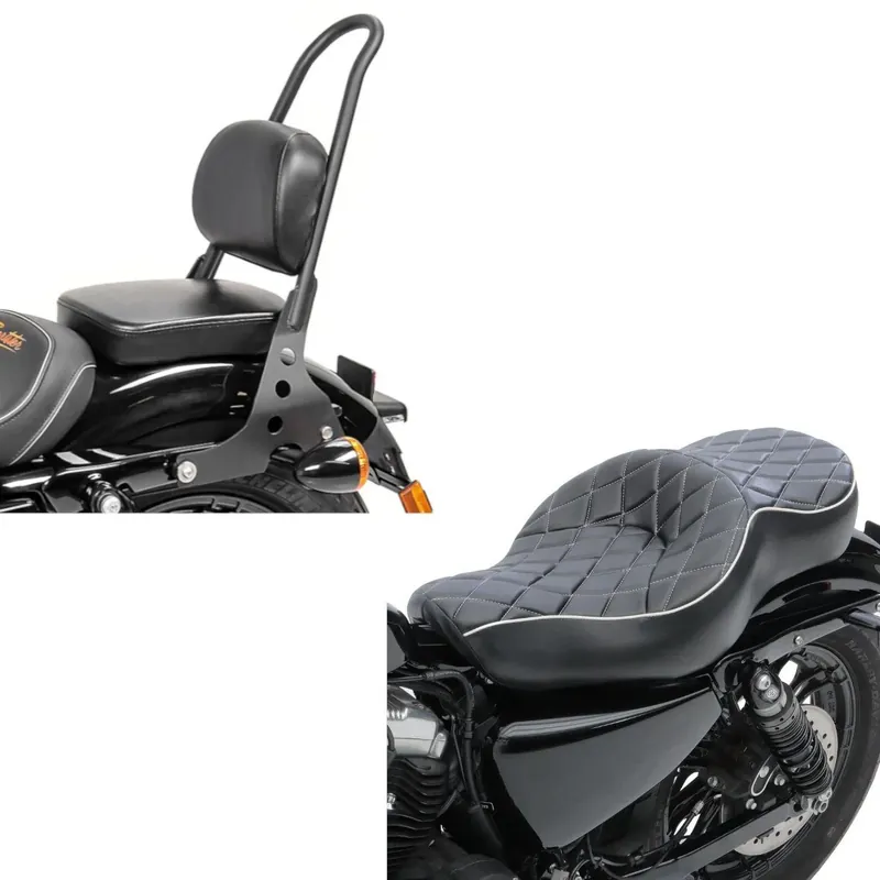 Koopje Set: Duo Zadel passend voor Harley Davidson Sportster 04-20 Bestuurder Passagier DB1 Craftride + Sissy Bar afneembaar Craftride passend voor Harley Davidson Sportster 04-20