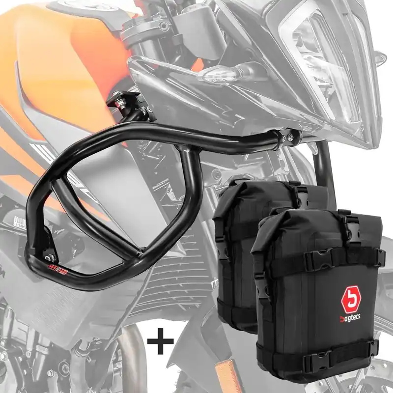 Set Valbeugels boven + tassen K4 voor KTM 390 Adventure 20-24 Motoguard zwart Seizoensaanbieding