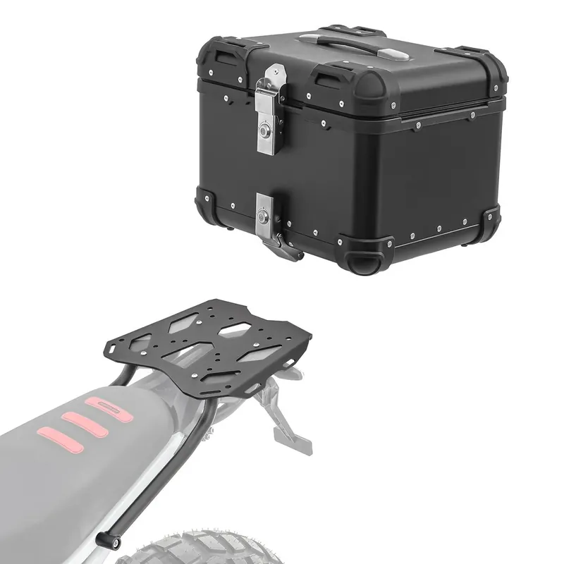 Koop Vandaag Set Aluminium Topkoffer + Drager voor BMW F 900 GS 24-26 Topcase Bagtecs XS45 zwart