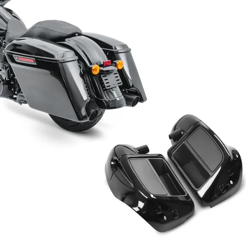 Finale Uitverkoop Set: Zijkoffers Stretched passend voor Harley Davidson Touring 2014-23-25 Latch Black Craftride + Been Kuip passend voor Harley Davidson Touring Modeelle 2014-23-25 Craftride zwart