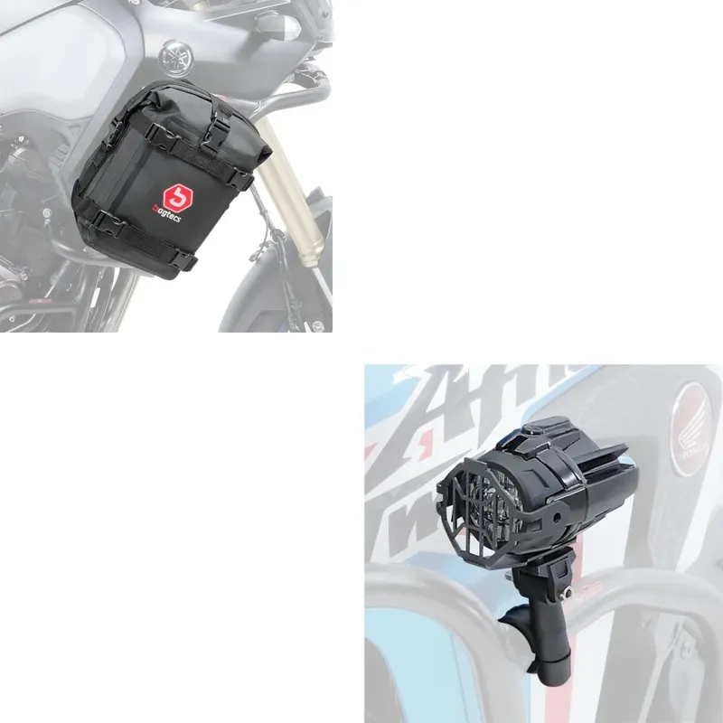 Set: Grootlicht en Mistlamp LED met Valbeugel support + Valbeugel tasse K3 voor Crashbars waterdicht 6Ltr in Meest Verkocht