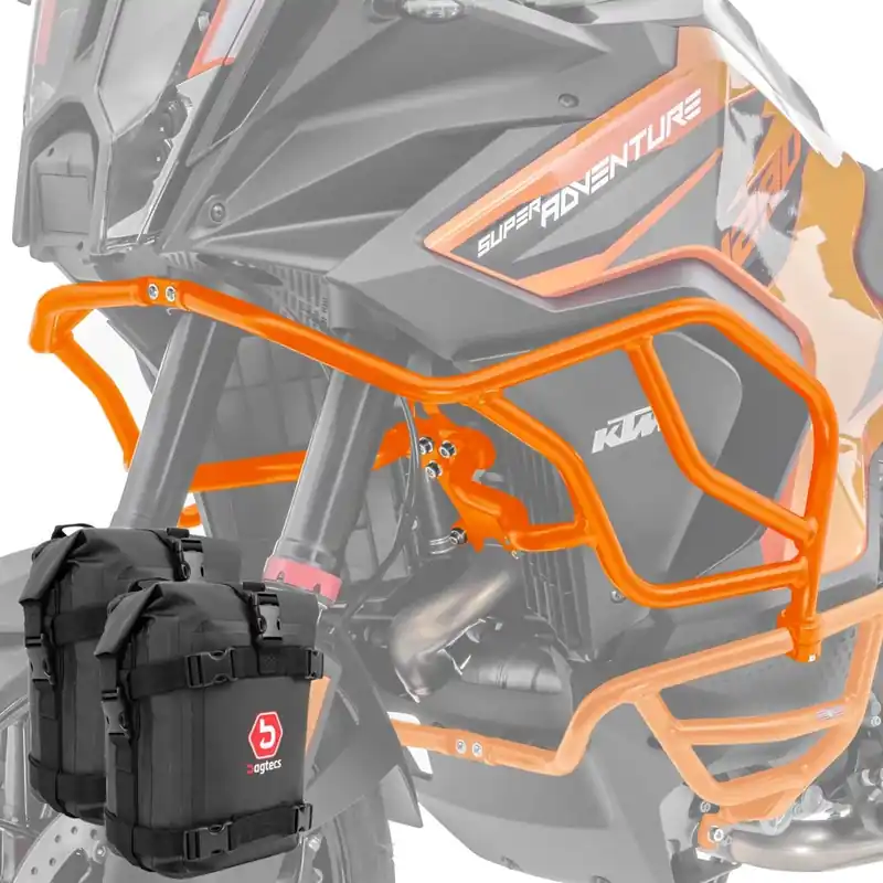 Beperkt Aanbod Set Valbeugel boven + tassen X21 compatibel met KTM 1290 Super Adventure R / S 21-24 crashbar Motoguard zwart