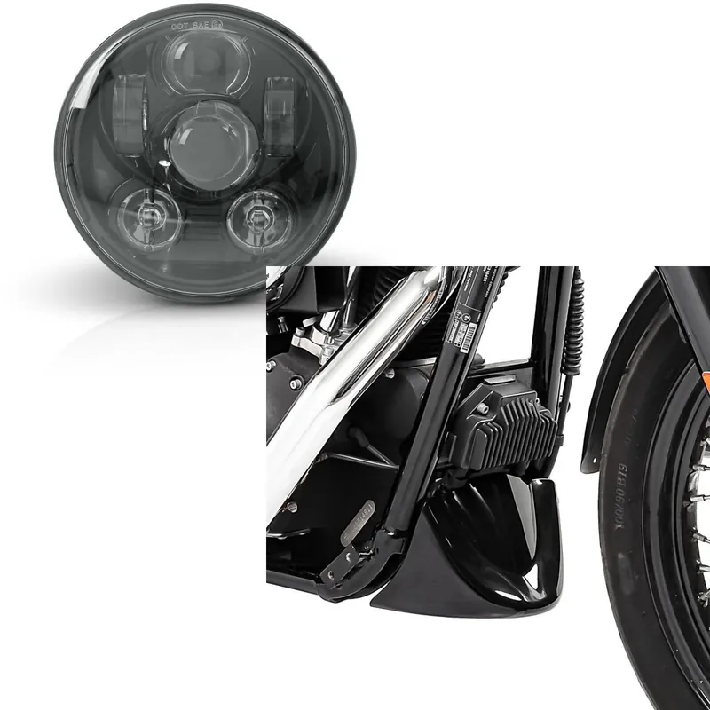 Set: Koplamp LED 5,75 Inch passend voor Harley Davidson Dyna Street Bob 06-17 zwart van Craftride + Belly Pan passend voor Harley Davidson Dyna Street Bob 06-17 Craftride Koop Vandaag