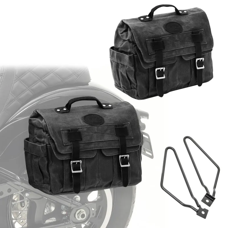 Set 2x Zadeltassen + houders compatibel met BMW R NineT / Pure / Racer zijtas Craftride CV1 zwart Flitsaanbieding