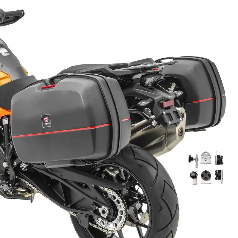 Uitverkoop Set Koffers compatibel met BMW F 650 / GS / ST Bagtecs TB8S zijkoffers 45L + adapters