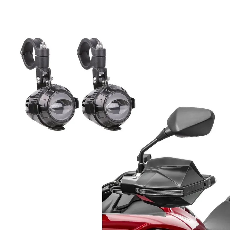 Favoriet LED hulp koplamp met valbeugel houder Lumitecs MS1 Grootlicht en Mistlamp ECE 12V incl. aansluitkabel + Motorfiets Handbeschermers HG2 universel zwart