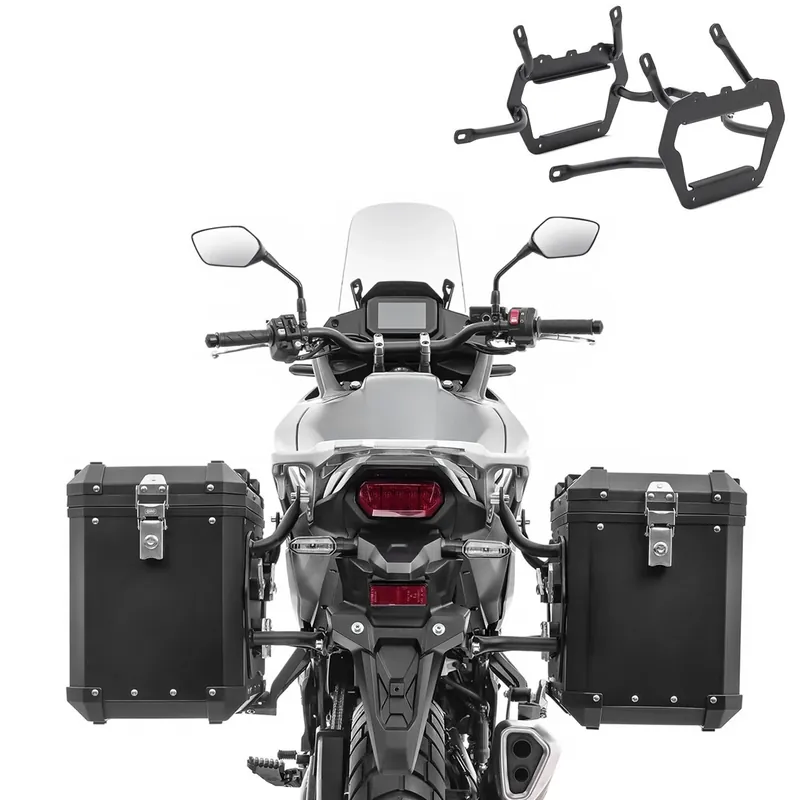 Aanbieding Set Aluminium Zijkoffers 48L + kofferrek voor Honda Africa Twin CRF 1100 L 20-21 Koffers Bagtecs XW48 zwart