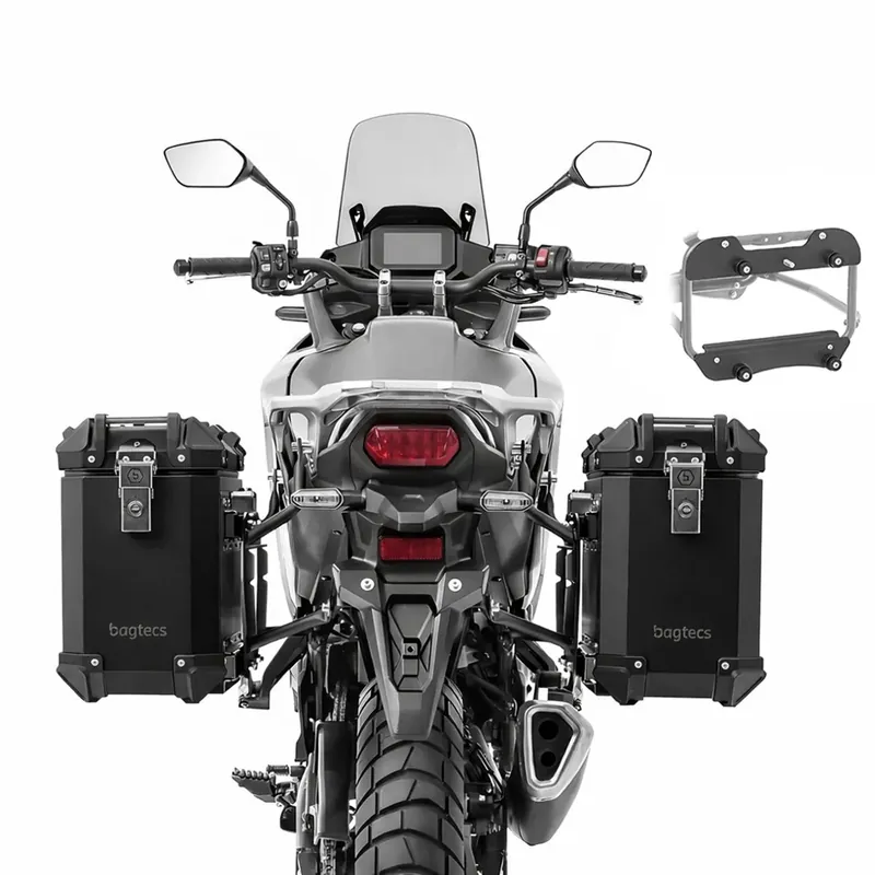 Fabrieksprijs Set Aluminium Zijkoffers + adapters voor Givi / Kappa kofferrek voor Triumph Tiger Sport 800 Bagtecs Koffers XWS35 zwart