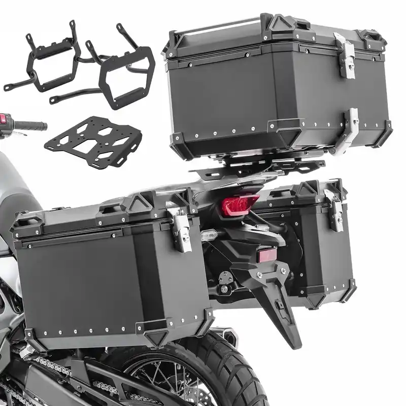 Actieprijs Set Aluminium Zijkoffers + topkoffer + houders voor Honda Africa Twin 1100 Adventure Sports 20-26 Bagtecs XW38-XB65 zwart SLP