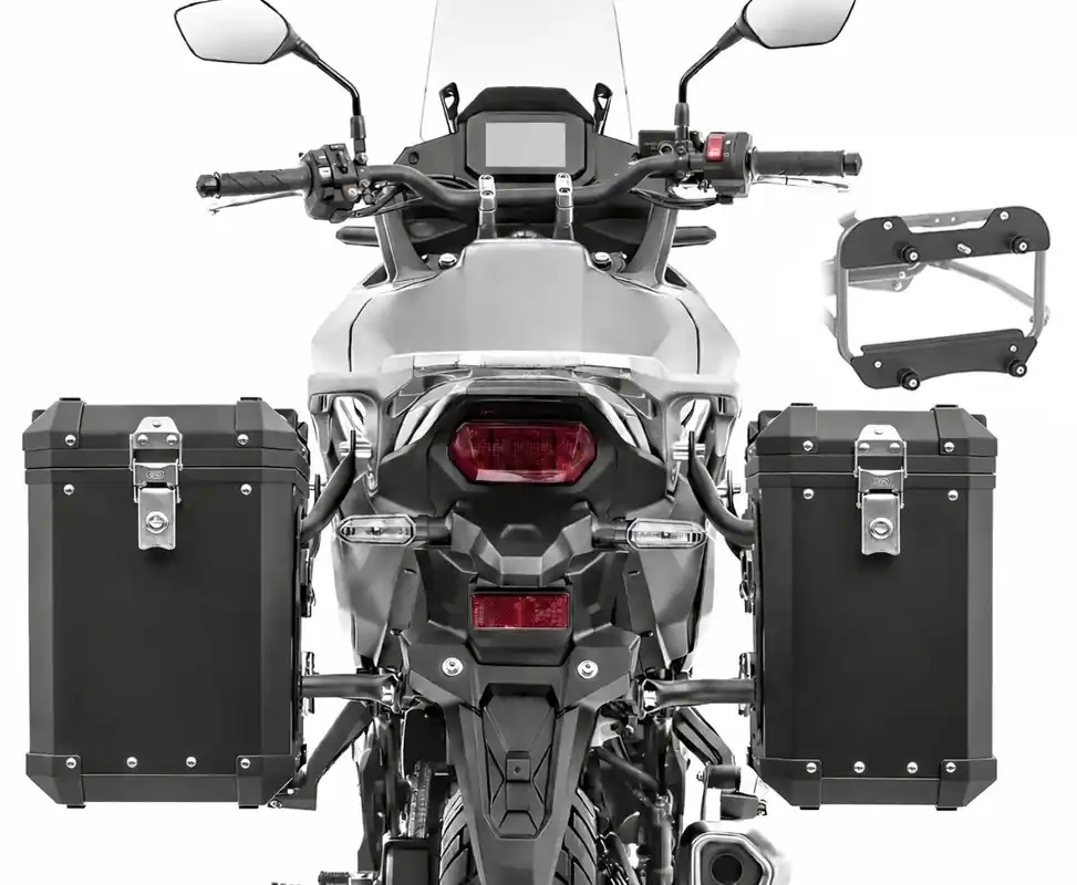 Rechtstreeks Van De Fabrikant Set Aluminium Zijkoffers + adapters voor Givi / Kappa kofferrek voor Aprilia Tuareg 660 Bagtecs Koffers XWS40-48 zwart