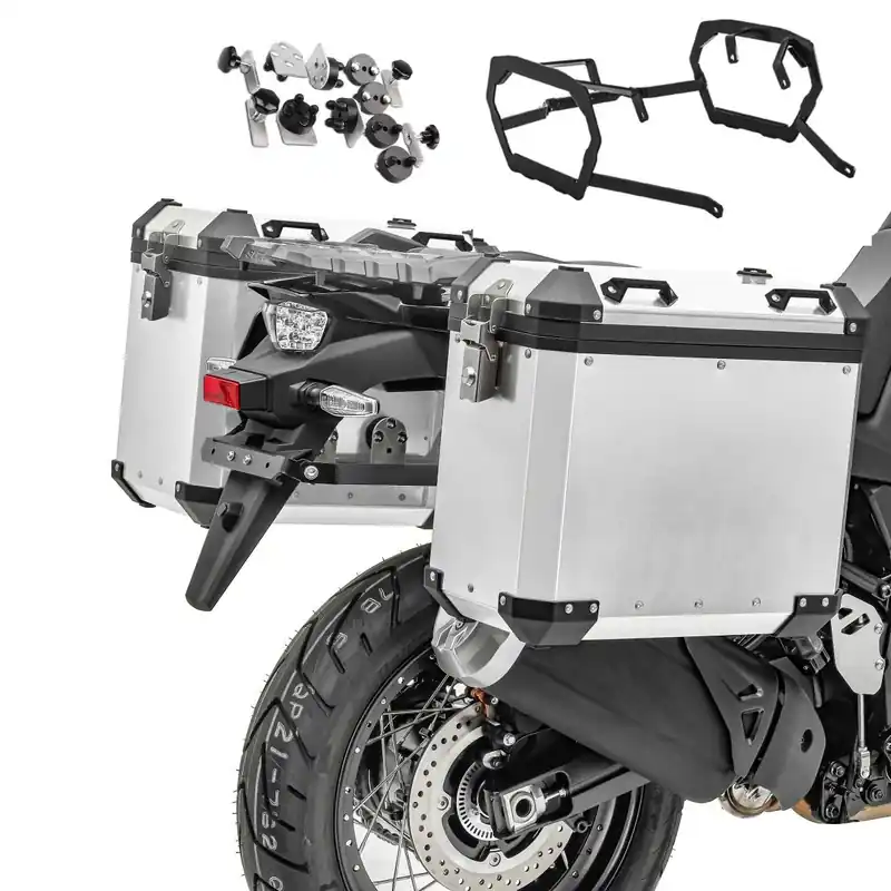Zijkoffers aluminium + kofferrek compatibel met Triumph Tiger 900 / GT / Rally 20-23 Bagtecs GX38 zilver Merkproduct